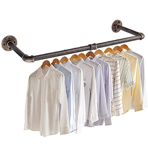 eSynic Industrielle Rohr-Kleiderständer, 60 cm Wandmontage, Ordnungsschiene, U-förmiges Abtropfgestell, Wandmontage, Kleiderstange, industriell, antik, Kleidungsstange, Hängeleiste für Garderobe usw