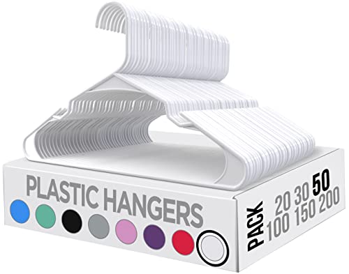 Utopia Home Starke Kleiderbügel aus Kunststoff (50er Set) - Hochwertige Filzbügel für Kleiderschränke - Hosenbügel - Haltbare-Antirutsch - Entwickelt für empfindliche Kleidung - (weiß)