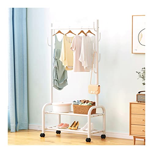 Kleiderständer Aufhänger 3-in-1-rollbarer Kleiderständer Robustes Gestell zum Aufhängen von Kleidung Tragbarer Kleiderbügel mit Rädern für Wäsche im Wohnzimmer (Color : White, Size : 120Cm)