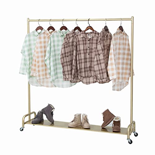 Metallgarderobe mit Rollen – Rollbarer Kleiderbügel & Kleiderstange, Aufbewahrungsregal, Schuhregal für Schlafzimmer & Wohnzimmer, 120 x 40 x 155 cm, ideal für Einzelhandel und Heimgebrauch