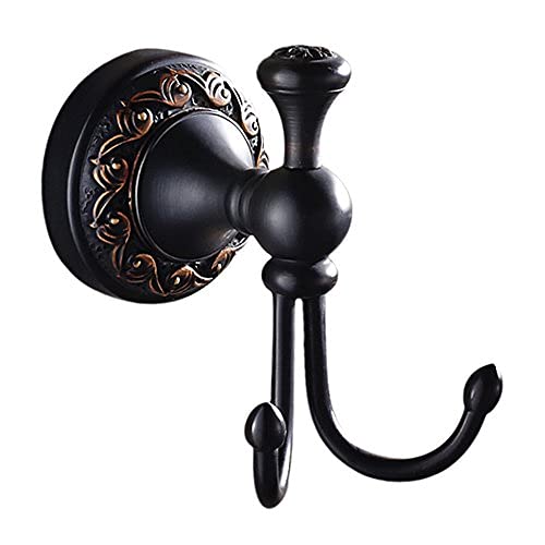 Weare Home Doppel Mantelhaken Hütenhaken Kleiderhaken aus hochwertig Messing schwarz Öl rubbed Bronze finished Retro Antik Vintage Stil Badezimmer Zubehör Wandmontag Bohren