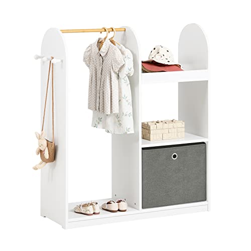 SoBuy KMB40-W Kindergarderobe mit 3 Haken Kleiderschrank Kinder Kinderregal mit Boxen Garderobe Kinder Kinderzimmer möbel Kleiderständer Regal Standgarderobe für Kinder BHT ca.: 97x108x35cm