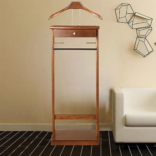 Stummer Diener aus Holz Hölzern, Herrendiener Kleiderständer mit Schubladen Kleiderbutler für Flur Ankleidezimmer Valet Stand Freistehender Jackenbügel 44.4 × 30 × 112CM