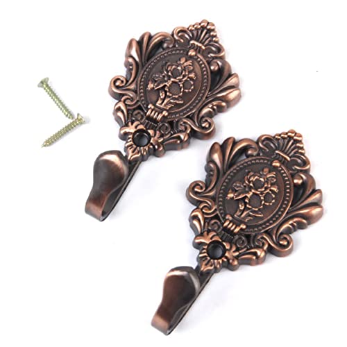 Angoily 2 Stück Handtuchhaken Heimtextilien Garderobenständer Vorhang Raffhalter Haken Vorhang Rücken Vorhang Holdback Haken Antiker Wandhaken Wandbehang Rote Schraube Rosen Vintage