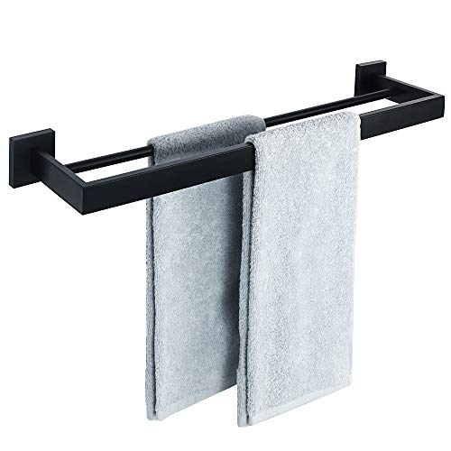 SAYAYO Handtuchhalter Schwarz Gästehandtuchhalter Wandmontage Edelstahl Premium Doppelt Badetuchhalter für Badezimmer und Küche 60CM, EGA7202B