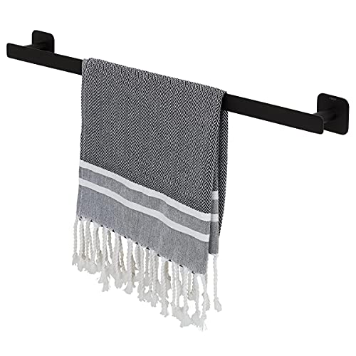 Tiger Colar Handtuchhalter zum Kleben, 60 cm, Edelstahl, Schwarz pulverbeschichtet, mit integrierter Klebefolie zur Montage ohne Bohren, 60x5x5,4 cm