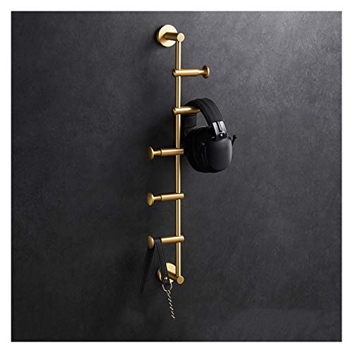 XOUVY Leichter Luxus-Garderobenständer, Wandhalterung, Eingang, Kleiderhaken, Wandhalterung, Schlafzimmer, drehbarer Kleiderhaken, Wohnzimmer, Messing-Garderobenständer (Größe: 4 Haken) (5 Haken)