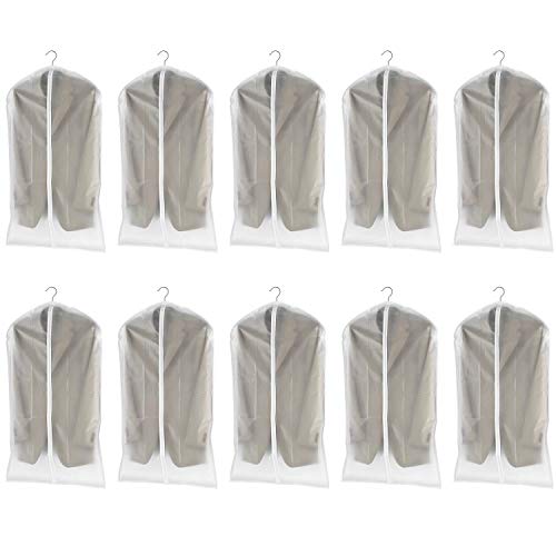dystaval Kleidersäcke,10 Stück Kleidersäcke mit Reißverschluss, 60 x 100cm Kleiderschutzhülle Transparent Atmungsaktiv für Kleider und Anzüge,Kleiderhüllen,Schutzhülle Kleidung Jacke Mantel Kleider