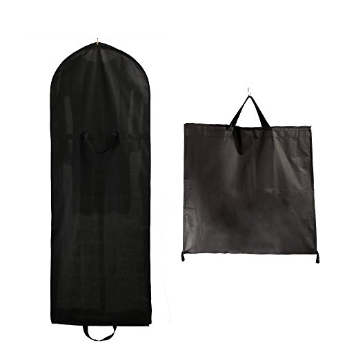 TUKA-i-AKUT Faltbar 150cm Atmungsaktiver Kleidersack mit Reißverschluss, Schutzhülle für Kleider/Anzüge/Mäntel, Transport & Säurefreie Langezeitlagerung, 2 Zubehörteile Taschen, Schwarz TKB1007