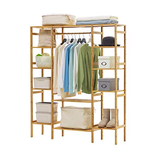 yunyu Boden stehender Kleiderständer einfach Modern Massivholz Kleiderschrank Massivboden Schlafzimmer Kleiderständer Lagerregal (Farbe: BEIGE, Größe: 132 * 30 * 145CM)