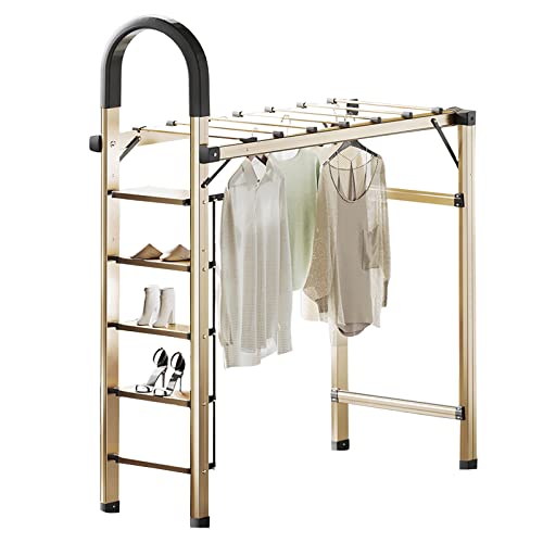 Wäscheständer Klappleiter Wäscheständer Aluminiumlegierung Wäscheständer Platzsparender Wäscheständer Wäscheständer Outdoor Verbreiterte Stufen Für Wäsche Bad Balkon Gold Klappbar L
