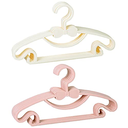 10 Stück Babykleiderbügel, Kinder Kleiderbügel Kunststoff Kleiderständes für Baby, Kunststoff kleiderbügel, für Baby T-Shirts, Pullover, Hosen(Pink, Weiß)