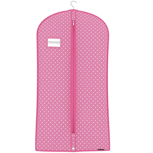 Hangerworld - Atmungaktive Kleiderhülle Kleidersack mit Transport-Öse - Rosa Weiß Gepunktet - 114cm