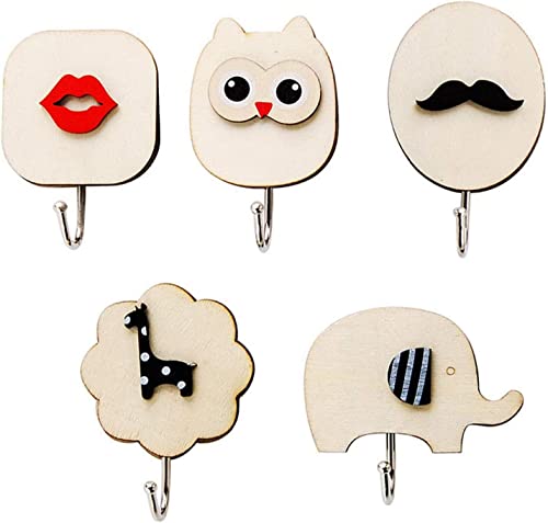 LATRAT 5 PCS Kleiderhaken Kinder, Kindergarderobe in Tierformen Wandhaken für Rucksäcke Mützen Garderobe Kinderzimmer Deco Geschenkidee Ohne Bohren