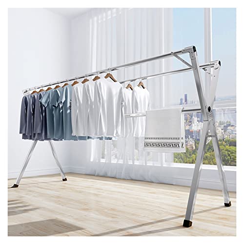 Kleiderständer Kleidung Rack bodens Decke klappbare Innen- und Außenstahl-Stahl-Haushalts-Trocknungsstange, X-Frame-Design Garderobenständer (Size : 2.4m)