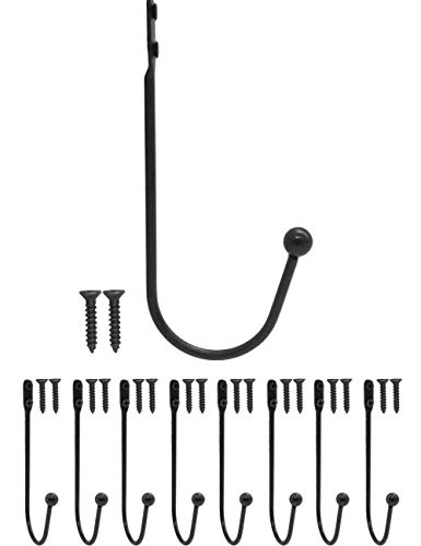 FUXXER® - Antike Garderoben-Haken, Handtuch-Haken, Kleider-Haken, Hut-Haken, Eisen-Haken, Vintage Landhaus Retro, 8er Set inklusive Schrauben, 95 x 45 mm, schwarz