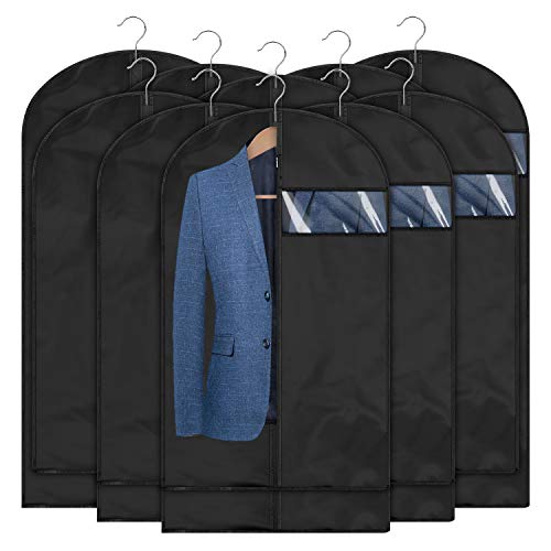 Qisiewell Premium Kleidersack 10 Stücke Schwarz(5M 60x100cm+5L 60x120cm) Kleiderhulle Anzughulle - Langzeitaufbewahrung Von Jacke Mantel Kleider Anzug Schutz Vor Staub Motten Schaden.