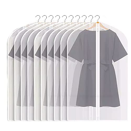 Trintion 10 Stück Kleidersack Anzug Lange Transparent Kleidersäcke Kleiderhülle Anzugsack Abendkleider für Mäntel Hemden Sakkos Aufbewahrung Mottenschutz Wasserdicht 60 x 120cm