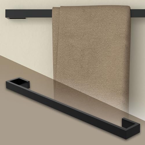 ML-Design Handtuchhalter ohne Bohren 62 cm, Schwarz, aus Stahl, Wandmontage, Badetuchhalter Wand zum kleben für Badezimmer & Küche, Modern, Handtuchstange Wandhalter selbstklebend für Handtücher