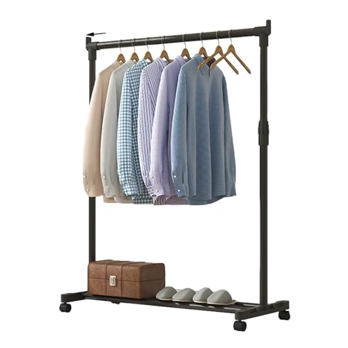 Verstellbarer Kleiderständer, rollbarer Teleskop-Kleiderbügel, robuster Metall-Kleiderständer mit erweiterbaren Stangen und Feststellrädern, ideal zum Trocknen, Organisieren und Bewegen von Kleidung