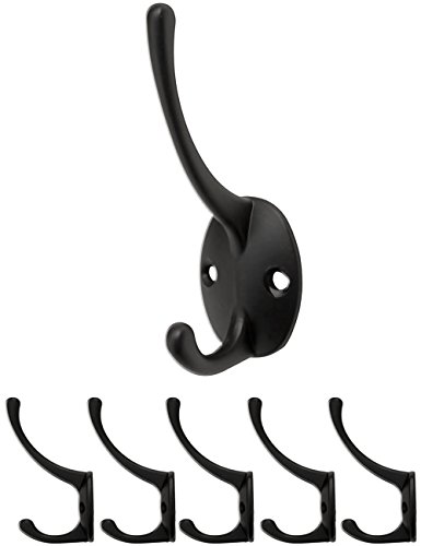 FUXXER® - Antike Garderoben-Haken, Wand-Haken, Handtuch-Haken, Kleider-Haken, Hut-Haken, Eisen-Haken Antik Design, Vintage Landhaus Retro, 5er Set, schwarz