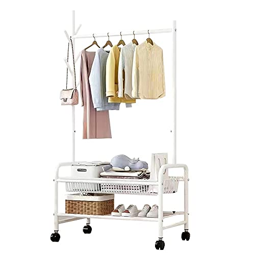 Robuster rollbarer Kleiderständer, 22 mm Durchmesser, tragbare Kleideraufbewahrung, stabile Kleidung für Schlafzimmer und Wäsche, kompaktes Design 60 x 35 x 176 cm