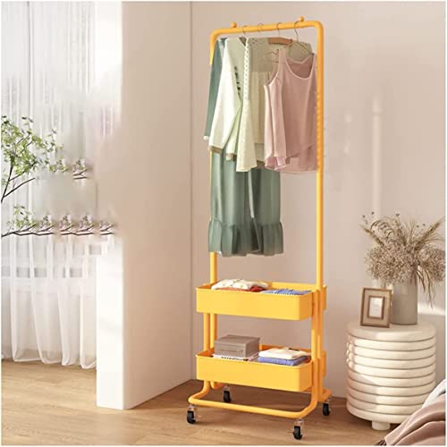 VBVARV KleiderstäNder Trocknen Von Kleidung, Tragbar, Rollbarer KleiderstäNder Mit 2 Ablagen Schlafzimmer, WäSche, Eingangsbereich Und Wohnzimmer,Beige