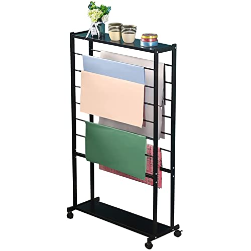 Doppelseitiger Blumenladen-Präsentationsständer mit rollbarem Geschenkpapierständer, Metall-Schal-Aufbewahrungs-Organizer auf Rollen, Wandmontage, Kleiderständer für Einzelhandelsgeschäfte