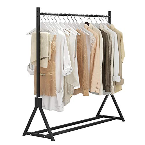 FE QI Garderobenständer im Industrie-Design Doppelpoliger Schlafzimmer-Kleiderständer mit unterem Ablagefach für Kleiderständer, Kleiderstange auf Rollen