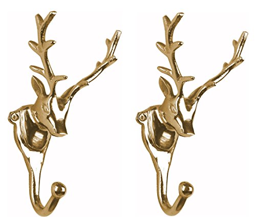 Artra Design GmbH Wandgarderobe Kleiderhaken 2er SET Geweih in GOLD Hirsch