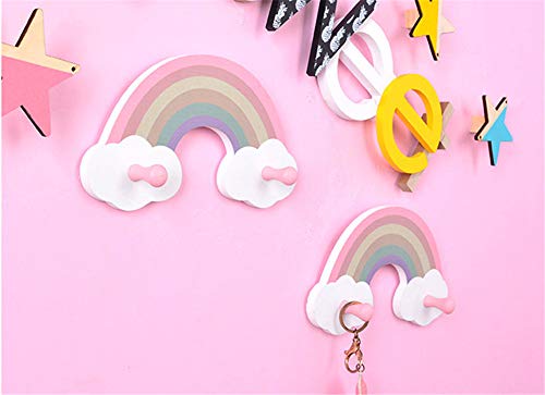 2 Stück Kindergarderobe mit 2 Haken,Regenbogen-Garderobe für Kinder,Wandgarderobe, Wandhaken, Kindermöbel Garderobenhaken Kinderzimmer