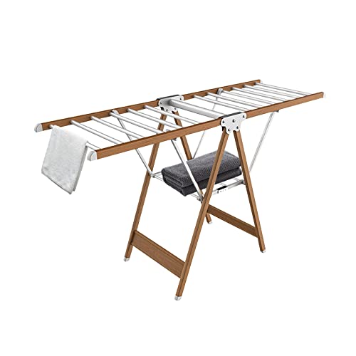 whalebee Kleiderständer Für Balkon Wäschekammer, 2 Levels Wäscheständer Aus Aluminiumlegierung, Belastbarkeit 120kg, Garderobenständer Mit Höhenverstellbaren Flügeln, Klappbar, Platzsparender