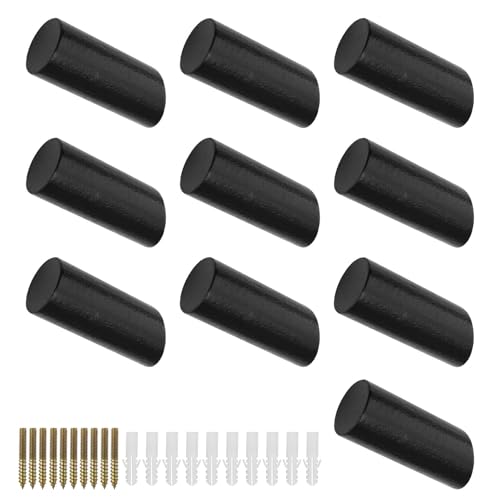 FINELYCR 10 Stück Runden Schwarze Kleiderhaken, 50 mm Garderobenhaken Schwarz, Garderobenhaken Holz, Maximale Tragfähigkeit 10 kg, zum Aufhängen von Hüten, Rucksäcken, Schals, Kleidung