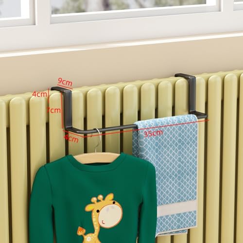 1 x Handtuchhalter, Heizkörper-Wäscheständer, Metallheizung, Wäscheständer, Wäschetrockner, Wäschetuchhalter, Kleiderständer, Halterung, Pferdeständer, Stange (schwarz, klein)