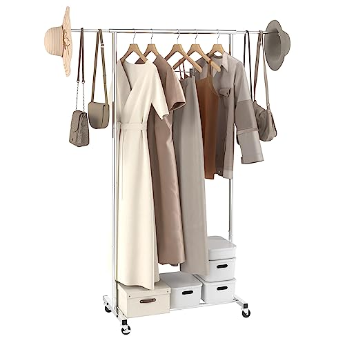 VEVOR Rollbarer Kleiderständer Garderobenständer 1 Kleiderstange, 781–1378 mm Einstellbar, Strapazierfähiger Rollbarer Kleiderständer für Schlafzimmer, Wäscheraum, Ankleidezimmer, Eingang usw.