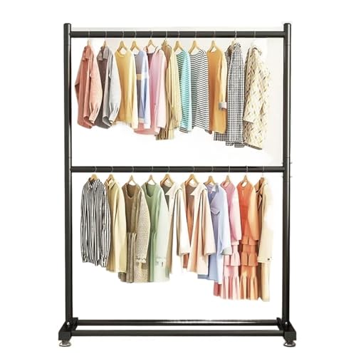 Mehrzweck-Kleiderständer – einfach rollbarer Kleiderbügel, doppellagig, Kleiderständer, Schuhständer für Wohnzimmer und Schlafzimmer, stilvolles Schwarz, 120 x 182 cm, Wohnmöbel
