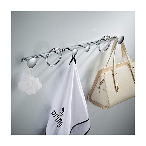 Kleiderhaken mit 4 Haken und 2 Ring Messing Runder Kleiderhaken Wandmontierter Handtuchhaken Heavy Duty Garderobenständer für Badezimmer, Eingangsbereich, Küche, Wohnzimmer, Schraubmontage,