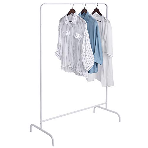 EUGAD Kleiderständer Garderobenständer Wäscheständer, Garderoben Kleider Ständer, Kleiderstange Weiss, 99x46x153cm, Heavy Duty Cloth Rail