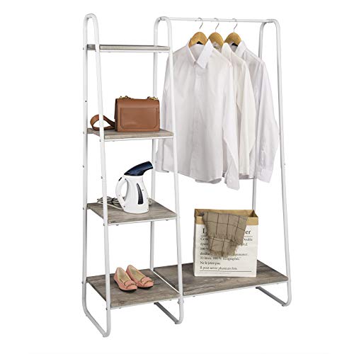 eSituro Kleiderständer Holz mit Kleiderstange mit Ablage Garderobenständer Garderobe Ständer Hängeregal SGR0088