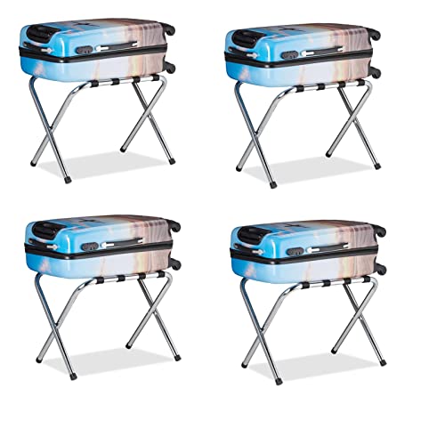 SOFPGKMFVN Silberner Kofferständer aus Metall, Faltbarer Gepäckträger, Kofferaufbewahrung, für Gepäck, HWD: 60 * 42 * 51 cm (Größe: 4 Stück)