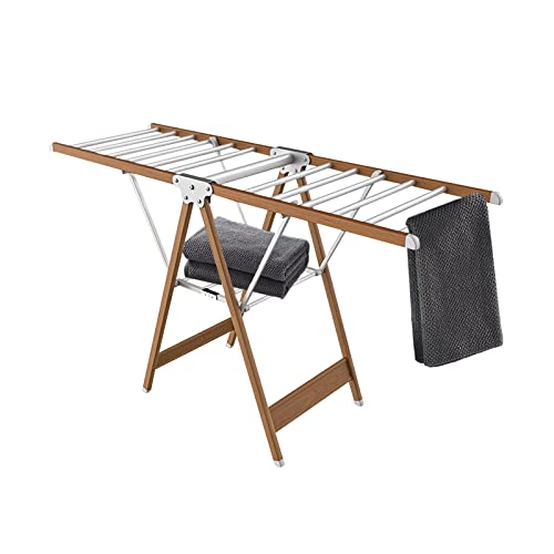 whalebee Kleiderständer Aus Aluminiumlegierung, Wäscheständer Klappbar Für Bad Balkon Wäschekammer, Platzsparender, Außen Garderobenständer Height Adjustable 105-150cm, Winddicht Und Stabil