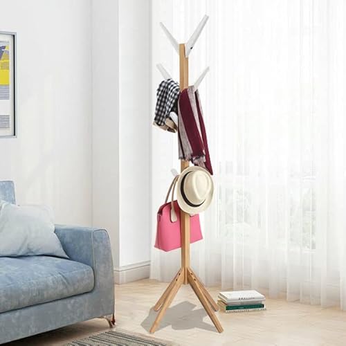 Zedelmaier Bambus Garderobenständer Kleiderständer mit 8 Haken für Flur Diele Wohnzimmer oder Wartezimmer (Weiß) Höhe: ca 180cm