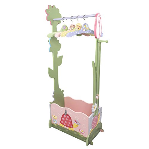 Fantasy Fields, Magic Garden Ankleiden Valet Zahnstange, 51,6 x 27,9 x 112,5 cm, MDF & Massivholz mit 4 Kleiderbügeln, Rosa/Grün, W-7482A