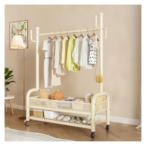 Generisch Robuster, tragbarer Kleiderständer mit Rädern, rollbarer Kleiderständer mit Ablageflächen für Schlafzimmer, Wohnzimmer, Waschküche, Balkon – 80 cm (31,5 Zoll) (weiß)