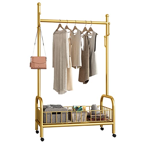 4-in-1-garderobenständer, kleiderstange auf rädern, robuster kleiderständer zum aufhängen, mit ablage und staufach für Schlafzimmer, einzelhandelseingang, 100 x 35 x 175 cm