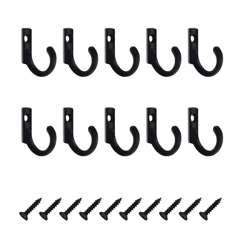 DaiUni Haken zum Schrauben, Vintage Haken, Wandhaken Schwarz,Material Zinklegierung, Kleiderhaken wand Einzeln, für Schlafzimmer und Küche, 10 pcs.