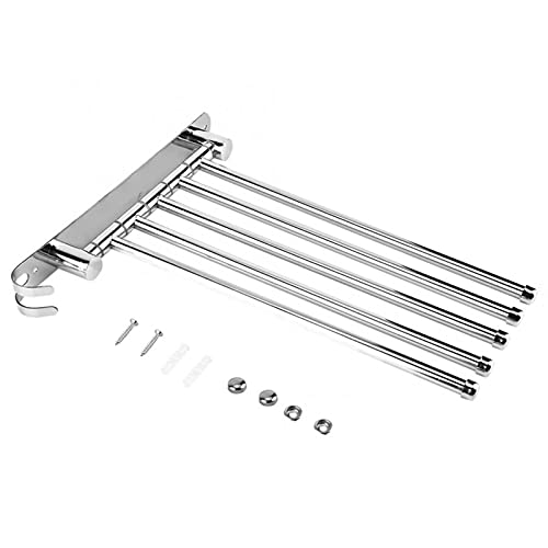MKAK Handtuchständer für Badküche Edelstahl Wandhalterung Rotary Handtuchhalter Handtücher Schiene mit Haken Bad Handtuchstange(Five Rods)