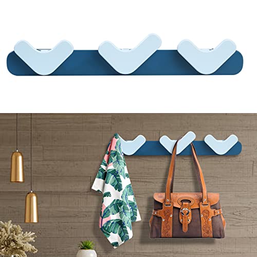 Kleiderhaken Kinder, Kindergarderobe, Garderobenhaken Kinder, Wandhaken mit 3 Haken, Hakenleiste für Jungen Kinderzimmer Wunderschöne Deko(Blau)
