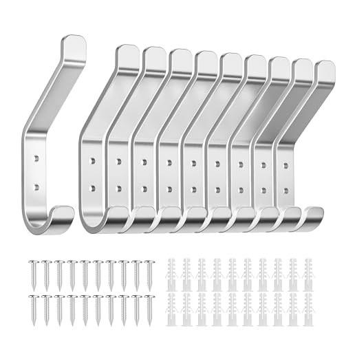 susswiff 10 Stück Garderobenhaken, zum Schrauben, Wandhaken für Garderobe, Jacken, Hut, Metall Haken für Schlafzimmer, Wohnzimmer, Badezimmer, Kleiderschrank, Vintage, Silber 10CM