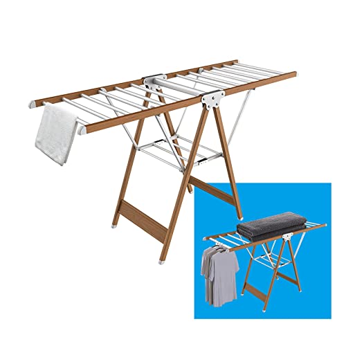 whalebee Wäscheständer Height Adjustable 105-150cm, 2 Levels Kleiderständer Aus Aluminiumlegierung, Belastbarkeit 120kg, Garderobenständer Klappbar Für Bad Balkon Wäschekammer, Platzsparend